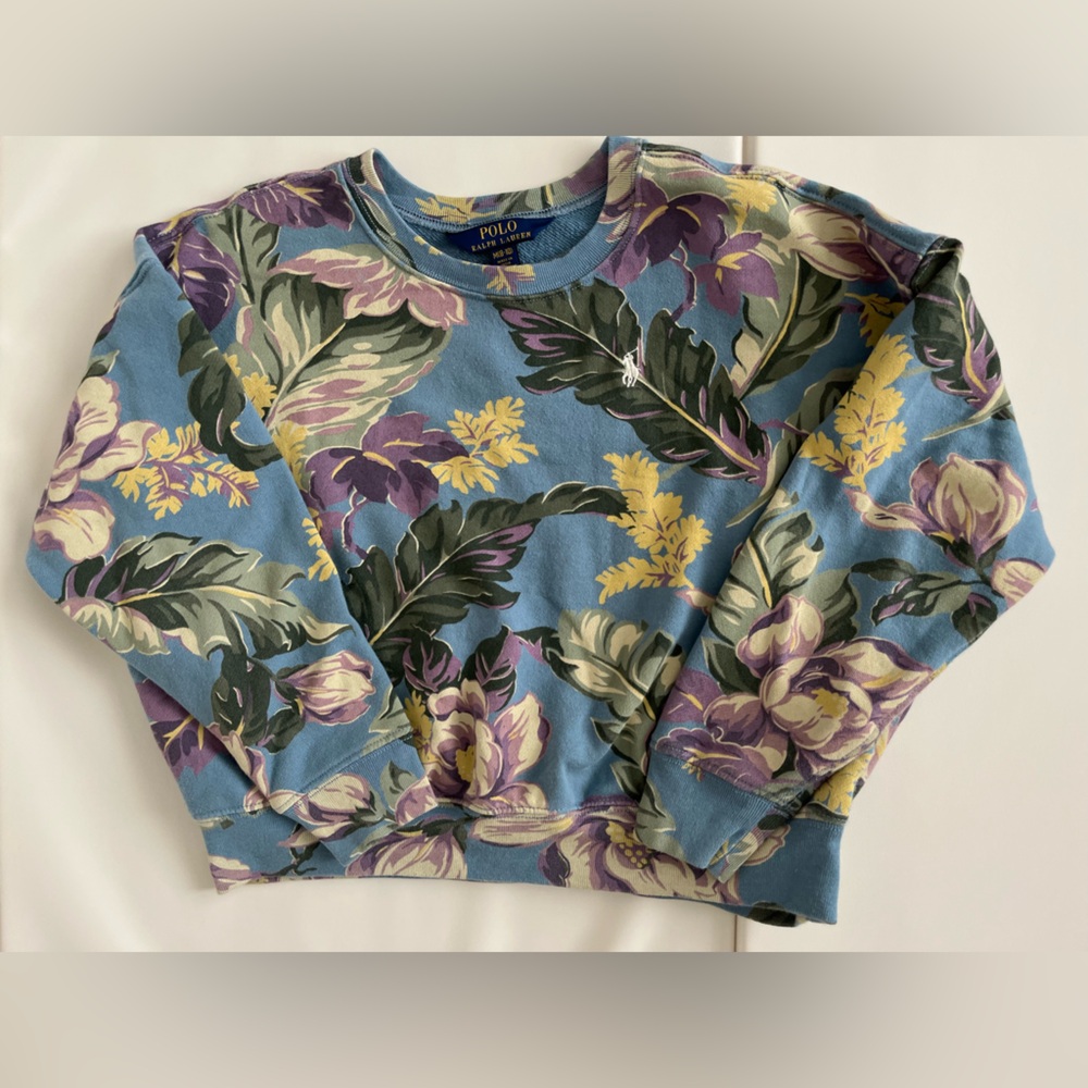 Polo Ralph Lauren Girls floral cropped crew neck size 8-10